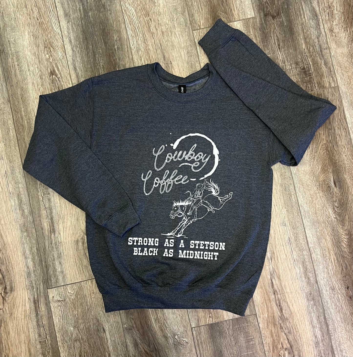 Dark Heather Cowboy Coffee Crewneck Sweatshirt