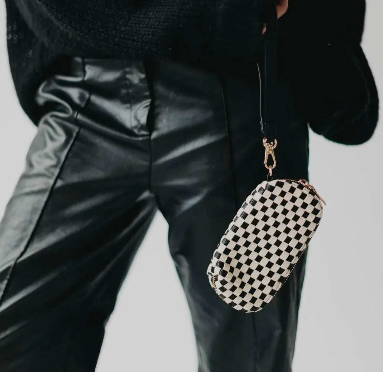 Dylan Woven Sunglasses Case Wristlet-Black
