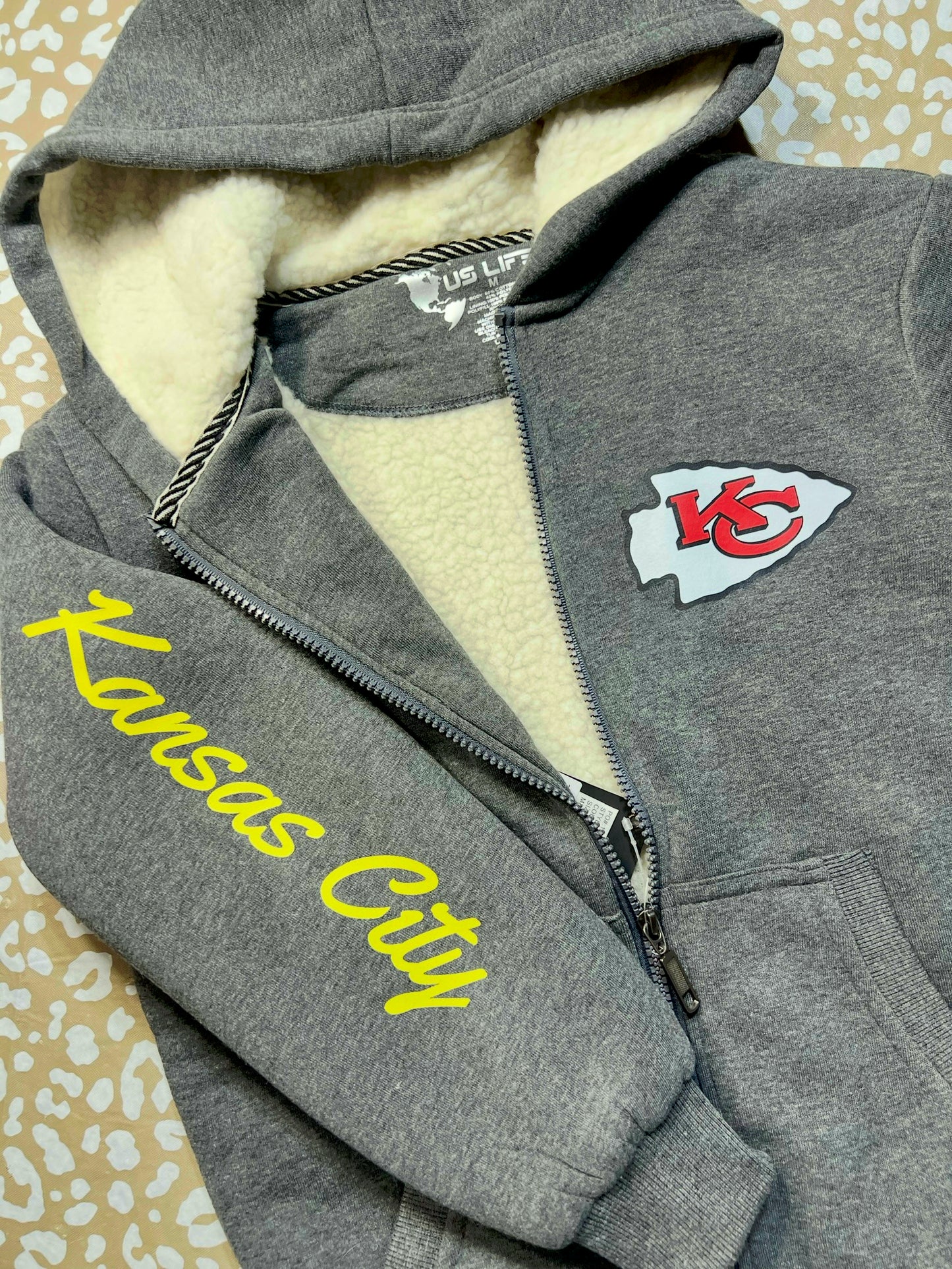 Youth Wool Lined Hooded Zip Up Sweatshirt (Grey)
