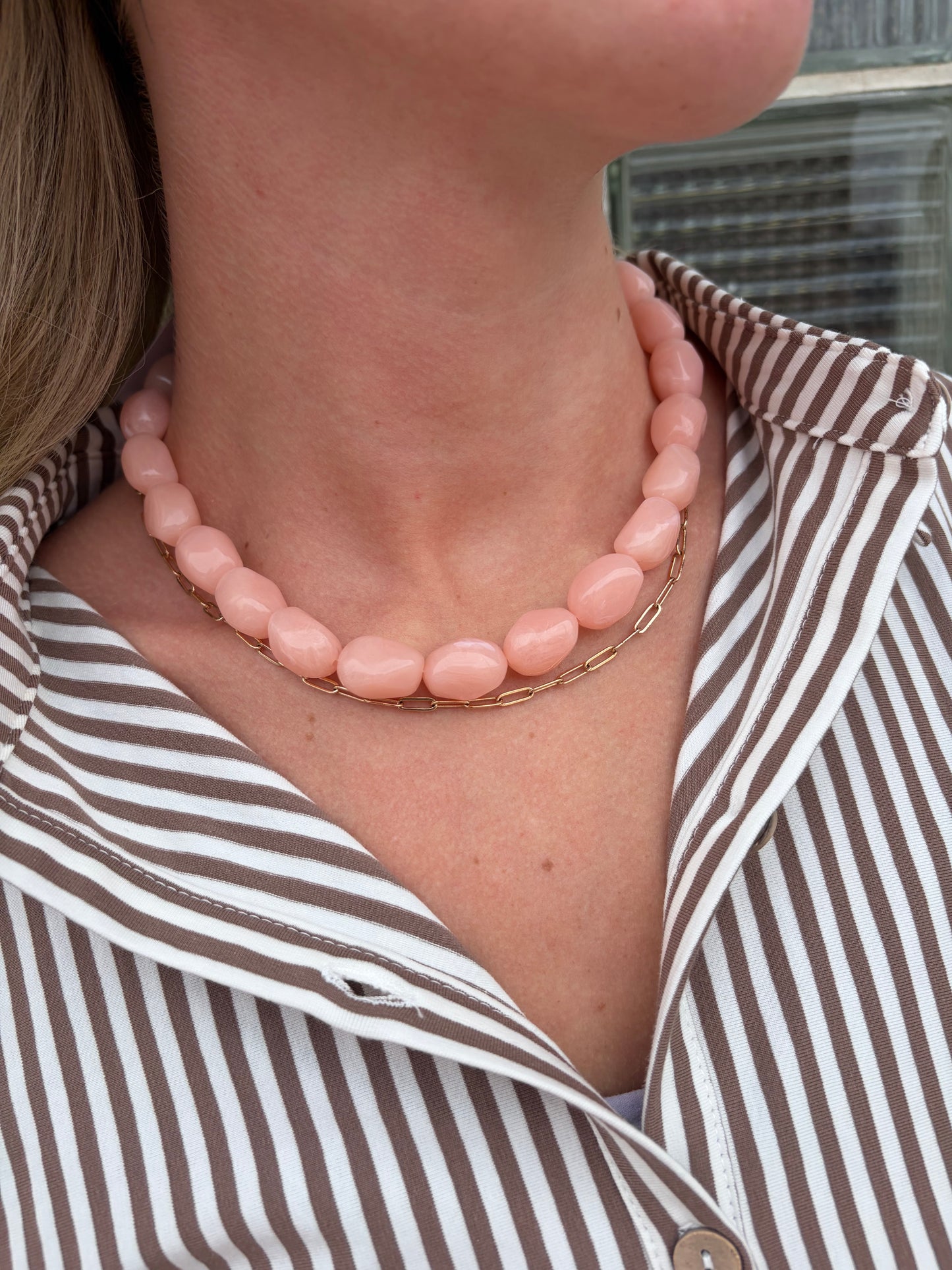 Wilma Beaded Necklace-Peach