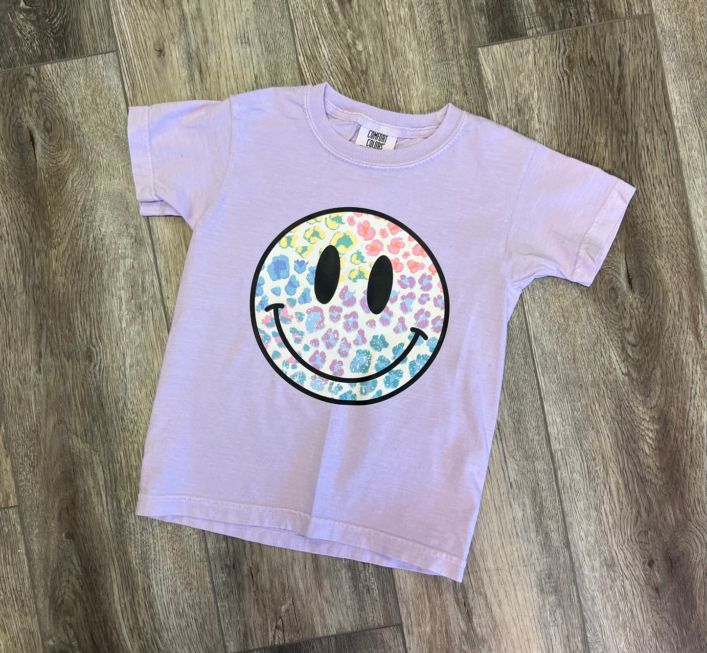 Youth Leopard Smiley Comfort Colors T-Shirt