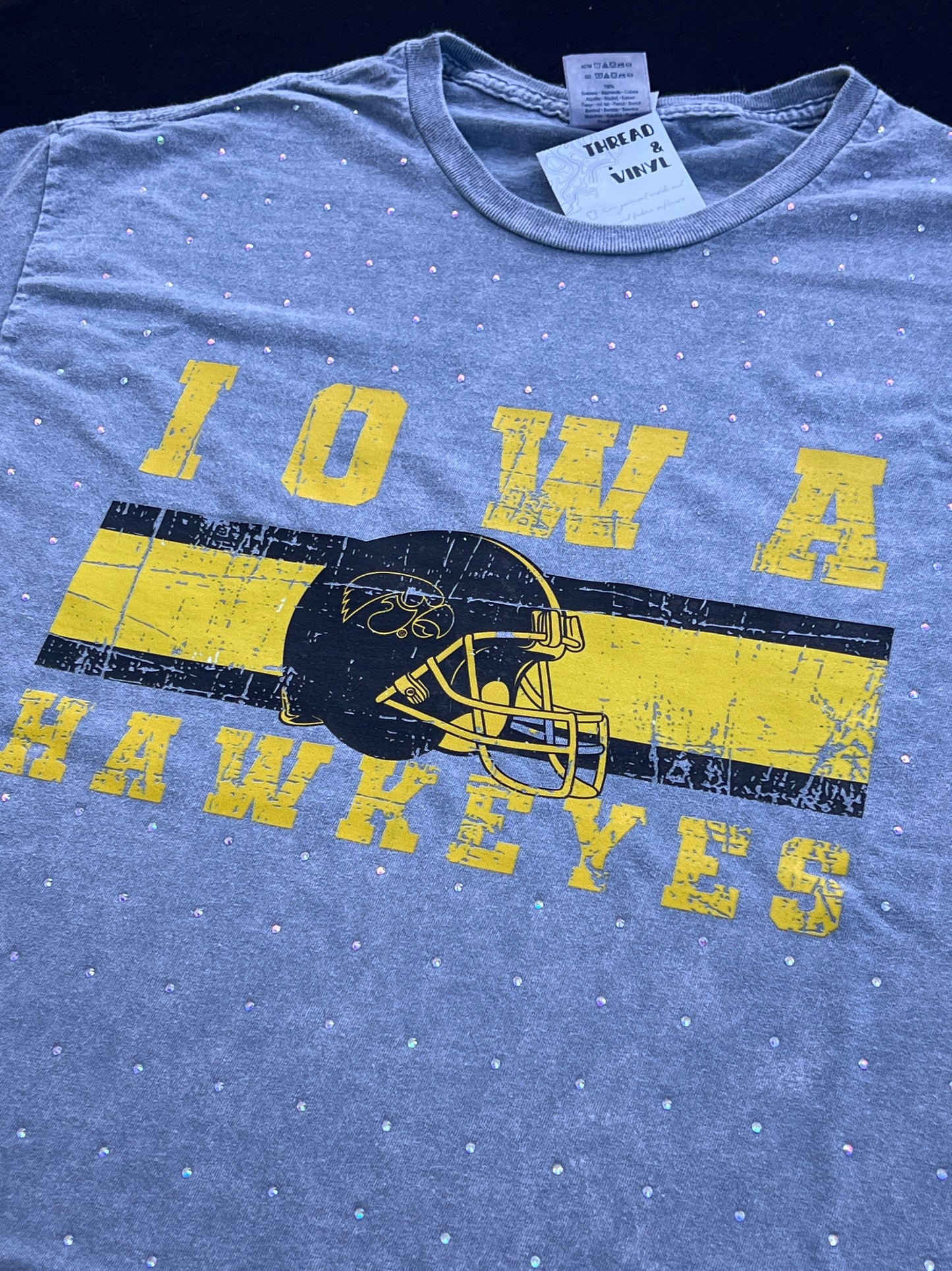 Mineral Grey Blinged Out Colortone Gold Gameday T-Shirt