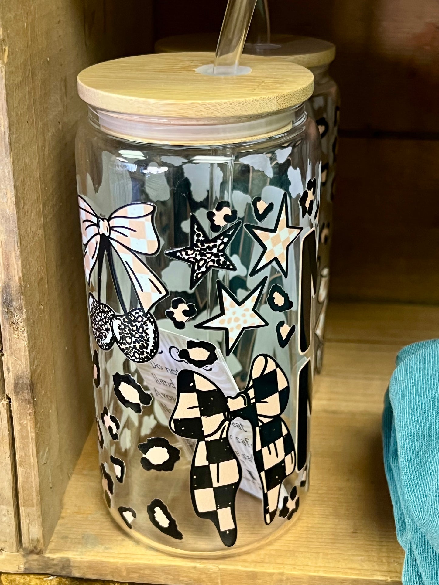 Leopard MAMA 16oz. Glass Can Cup