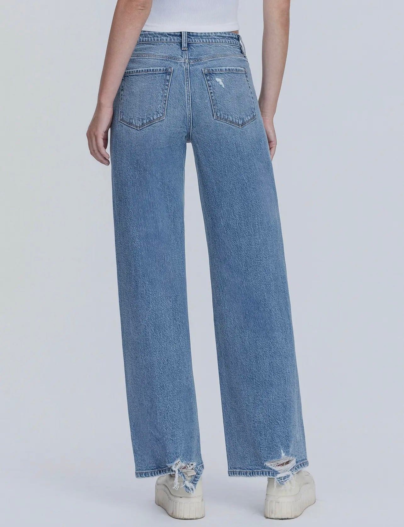 Vervet High Rise Medium Wash Distressed Wide Leg Jeans