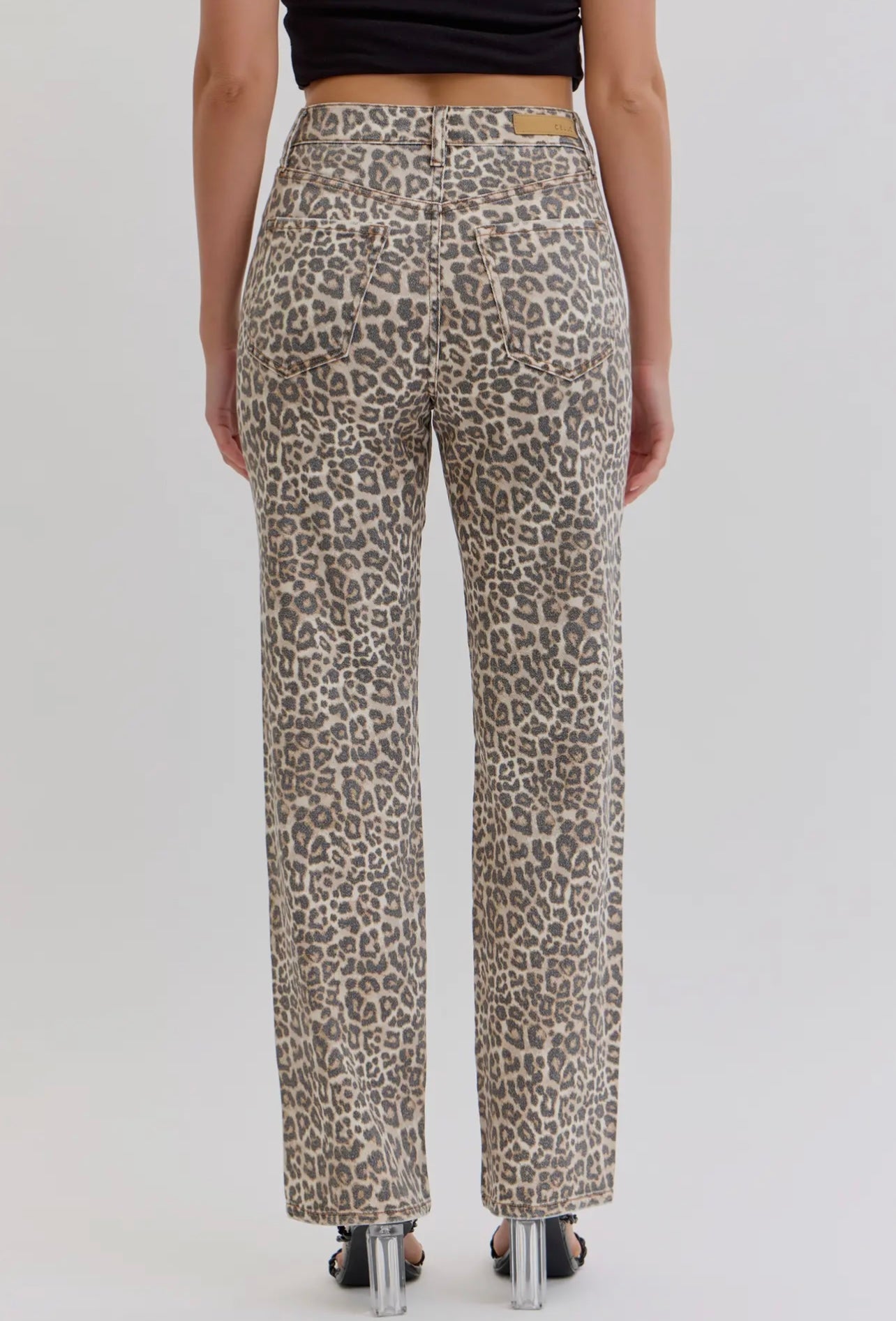 Cello Leopard Super High Rise Dad Jean