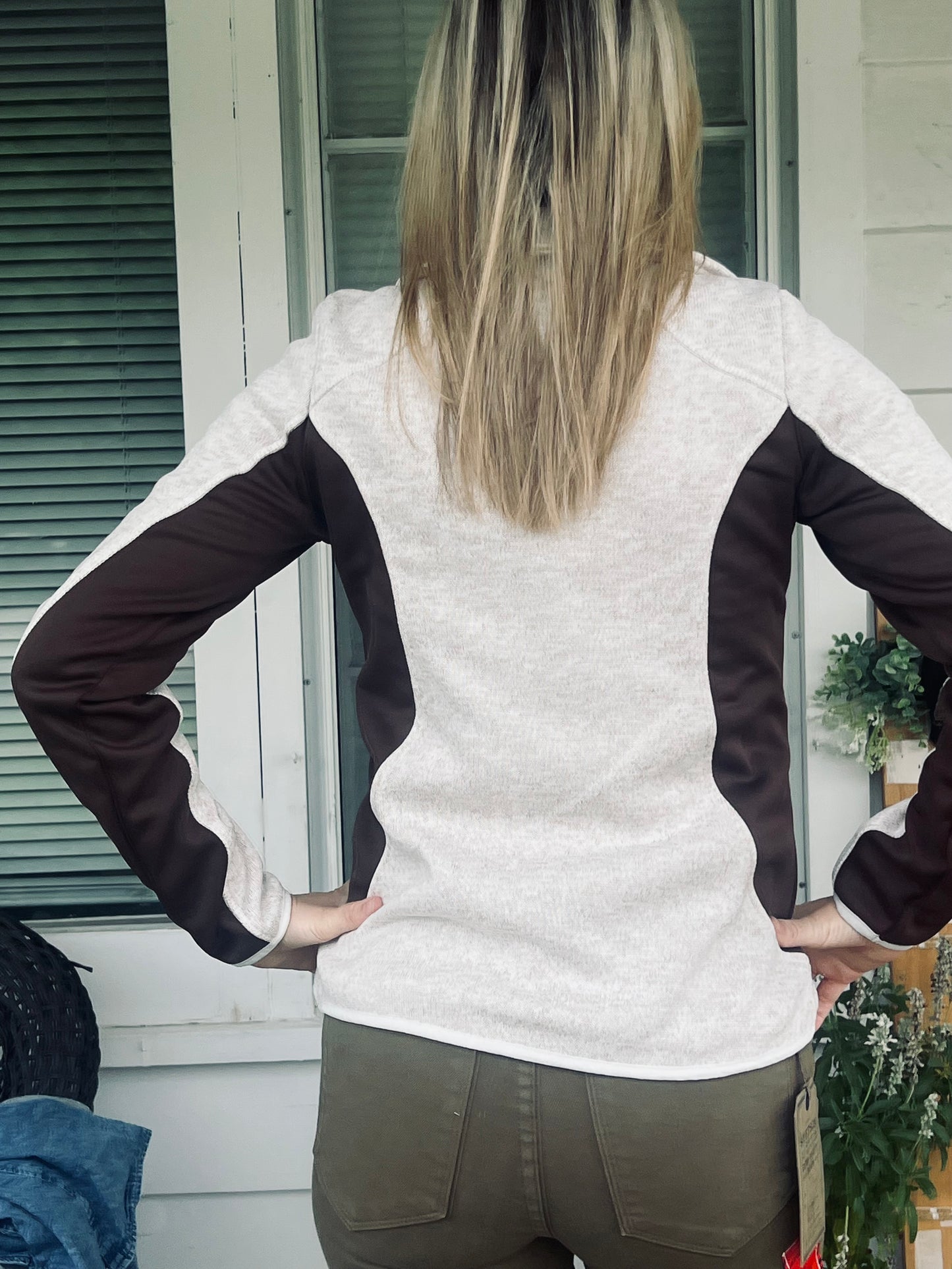 Roper Full Zip Cream and Brown Jacket