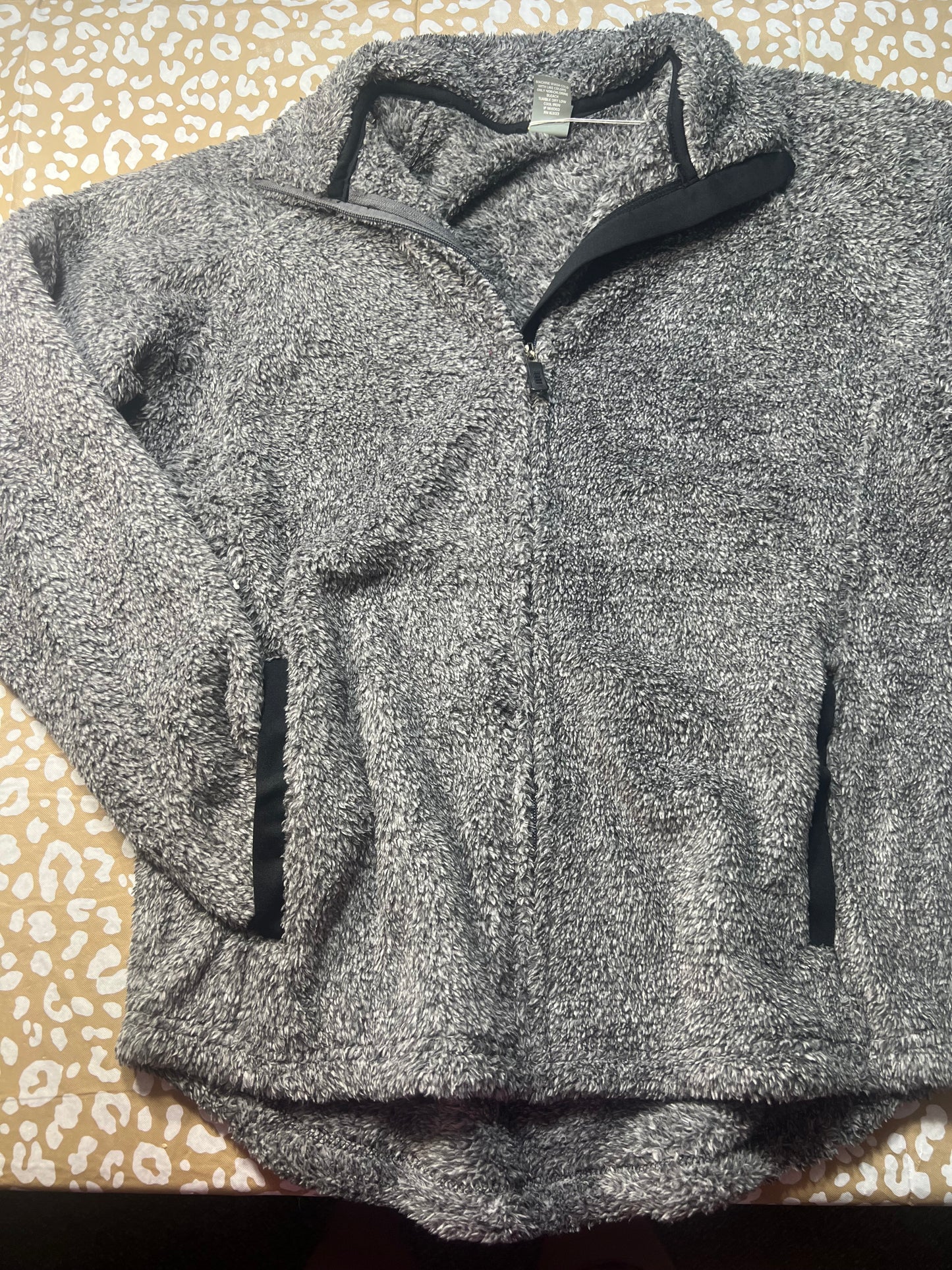 J America Full Zip Grey Fuzzy Jacket