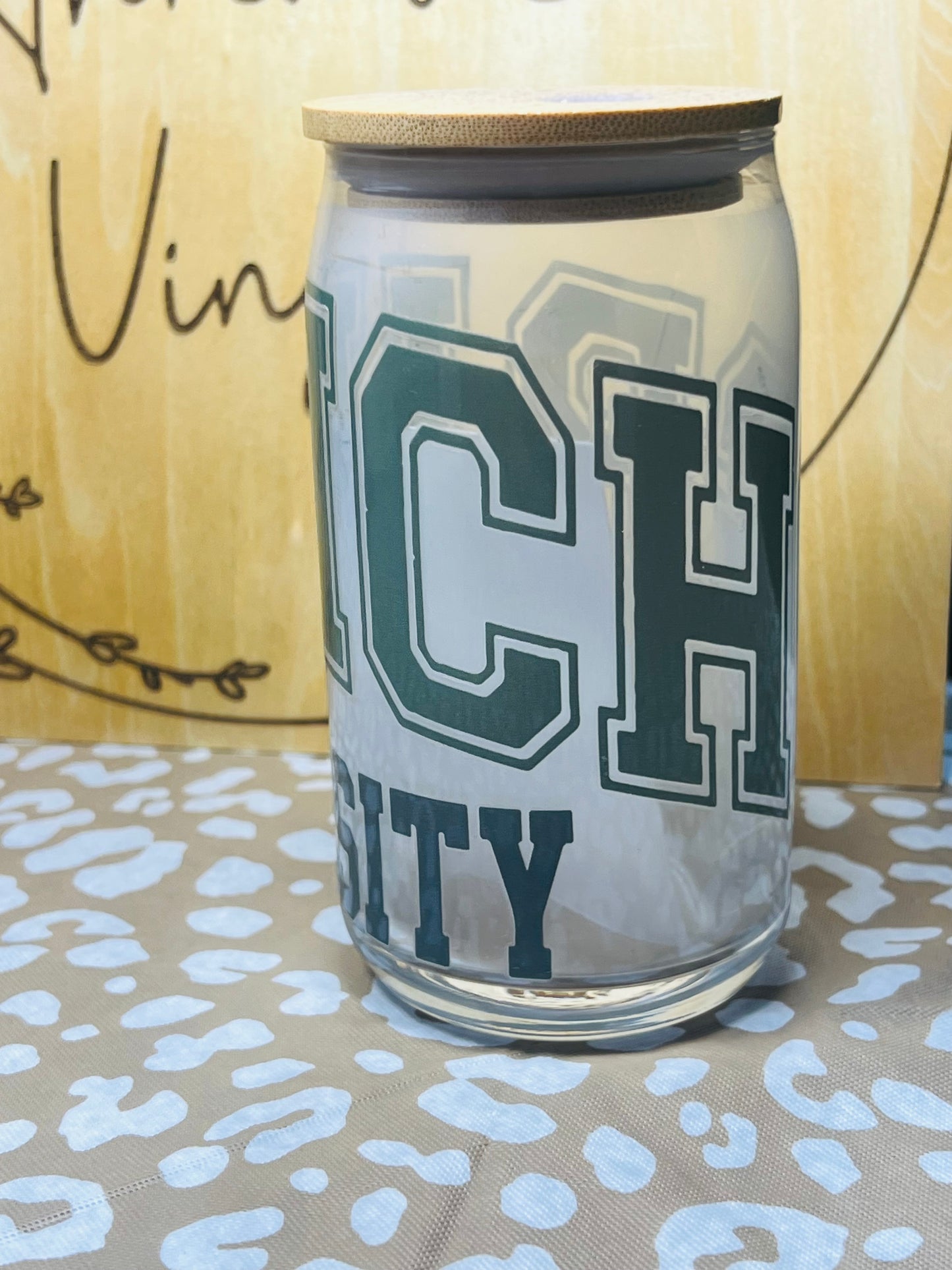 G Man University 16 oz. Glass Can Cup