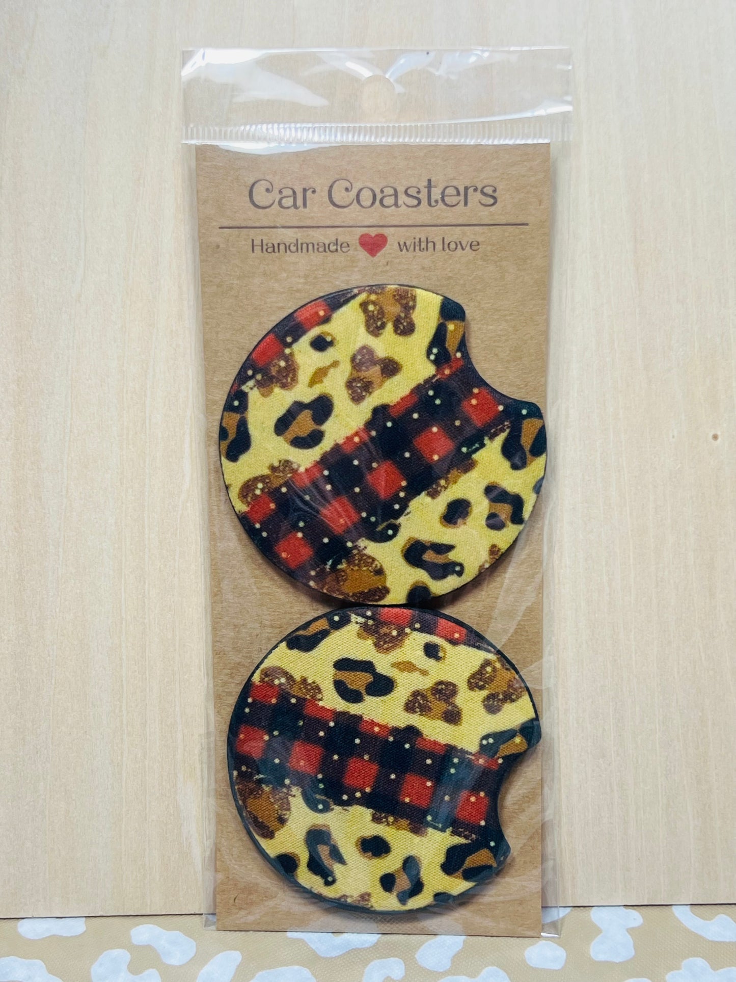 Christmas Plaid Car Coasters