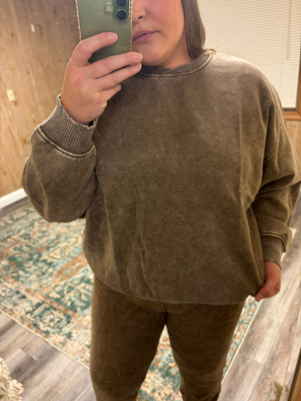 Acid Wash Oversized Fleece Pullover (Mocha)
