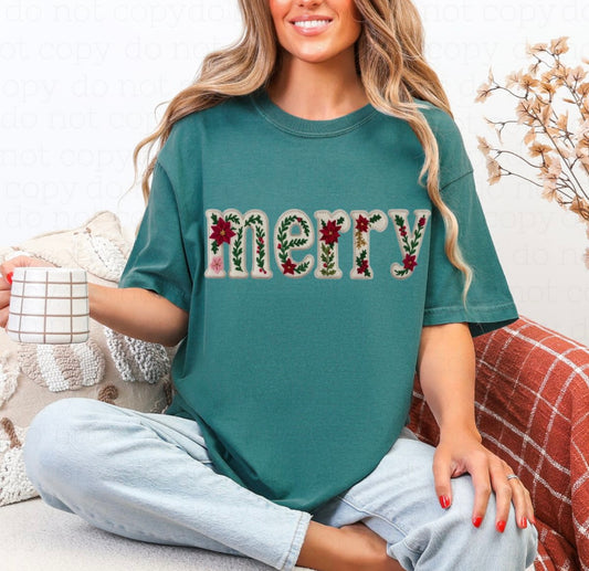 Faux Embroidered Merry