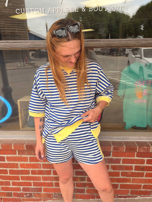 Striped Color Block Lounge Shorts