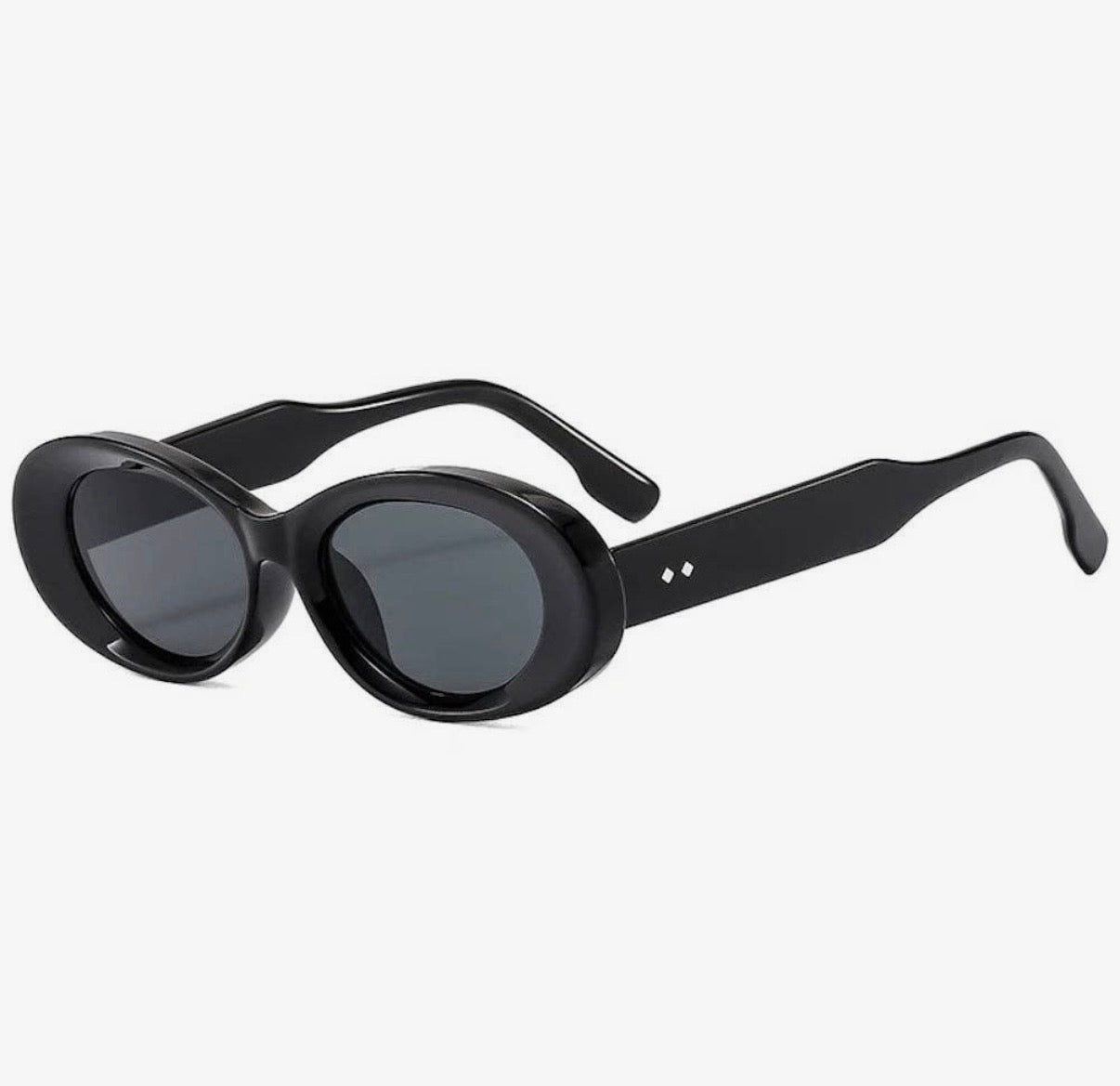 Kate Oval Retro Sunglasses-Black