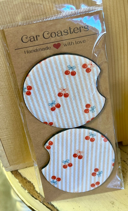 Cherry Coquette Car Coasters