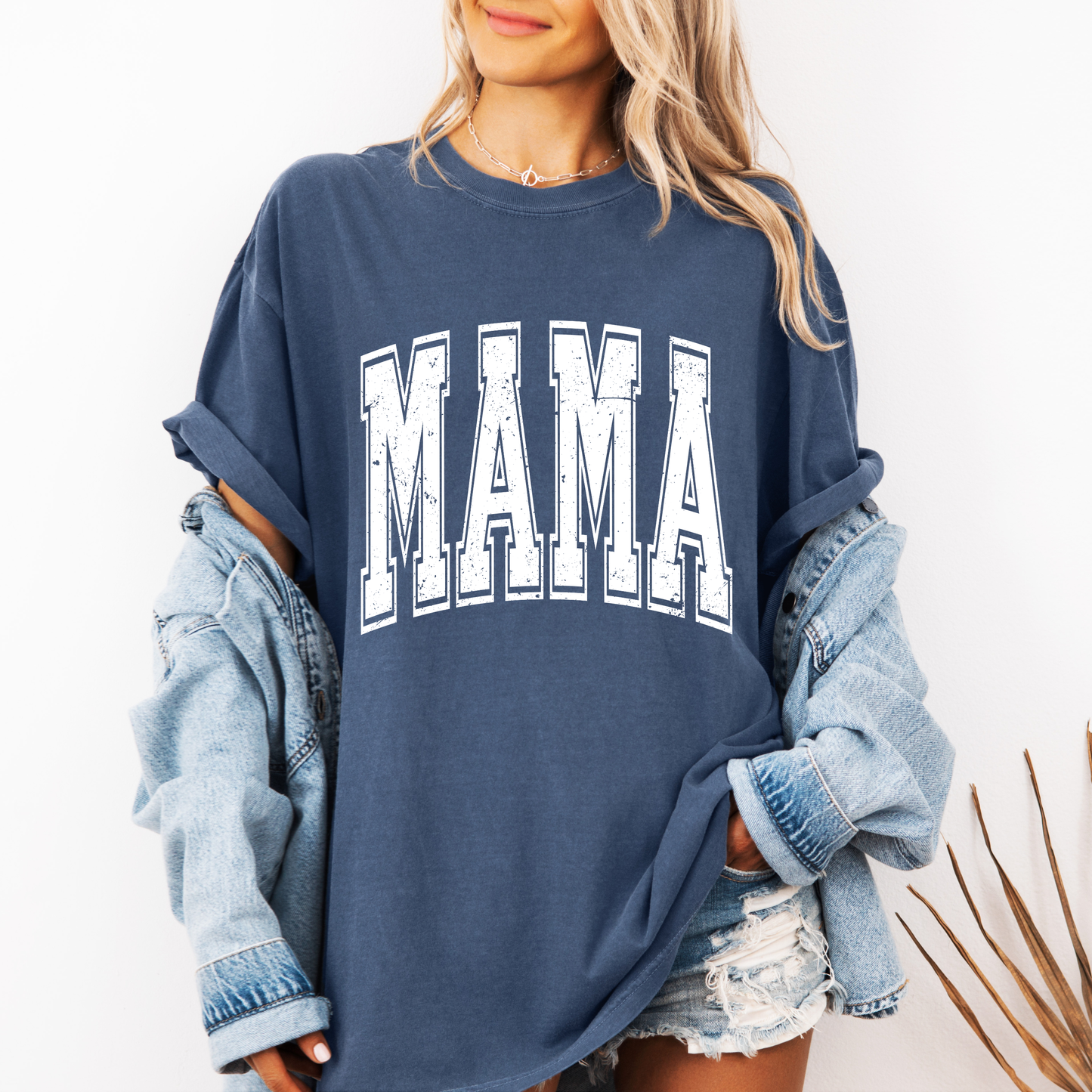 White Distressed MAMA