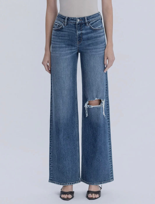 Vervet High Rise Distressed Wide Leg Jean
