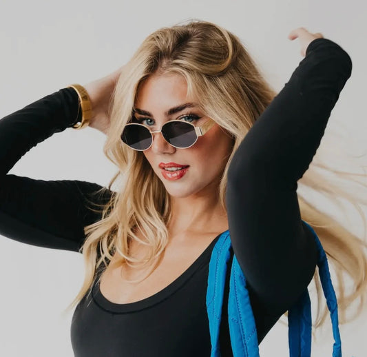 Opal Oval Sunglasses (Gold/Green Lens)