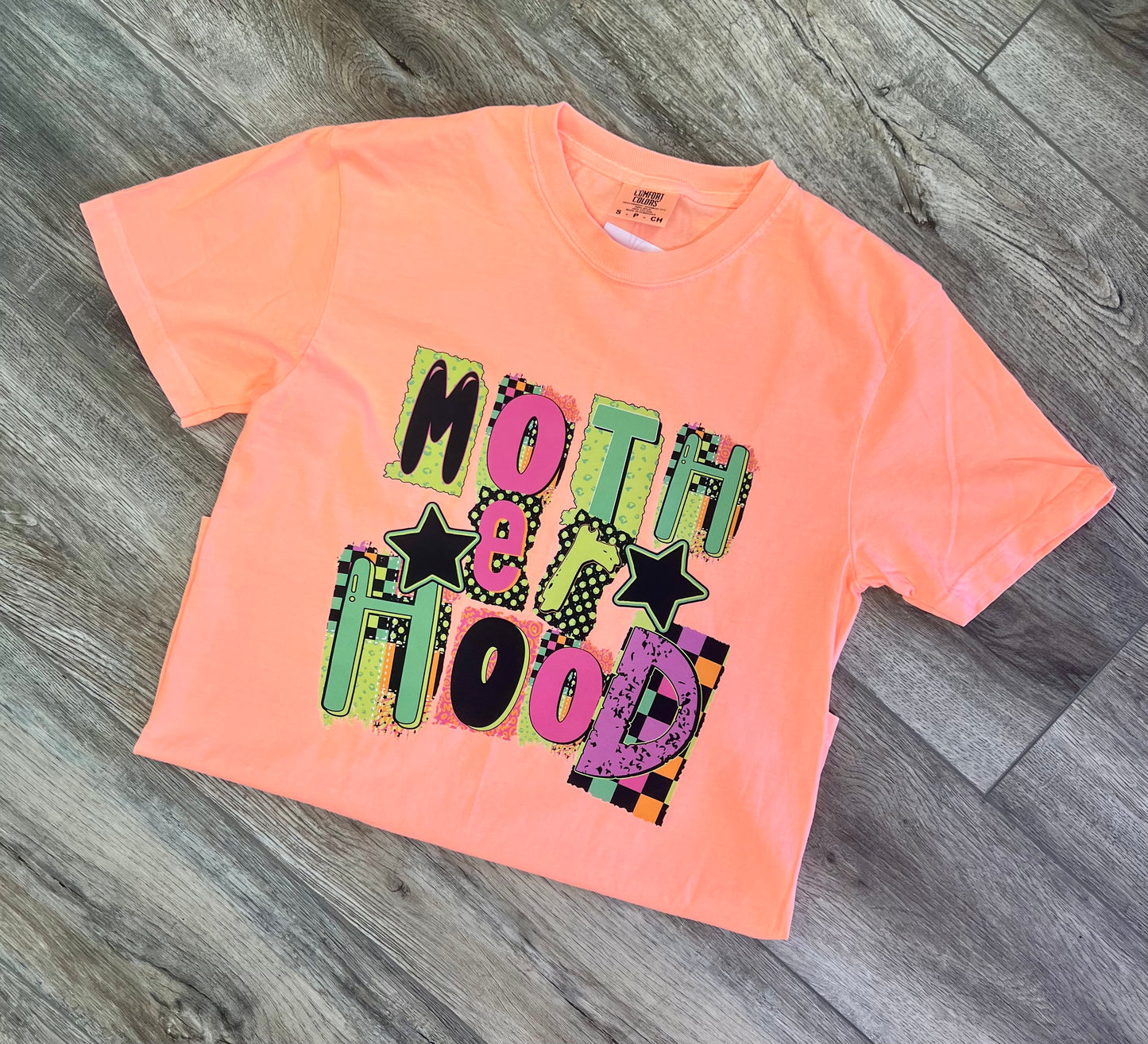 Motherhood Neon Cantaloupe Comfort Colors T-Shirt