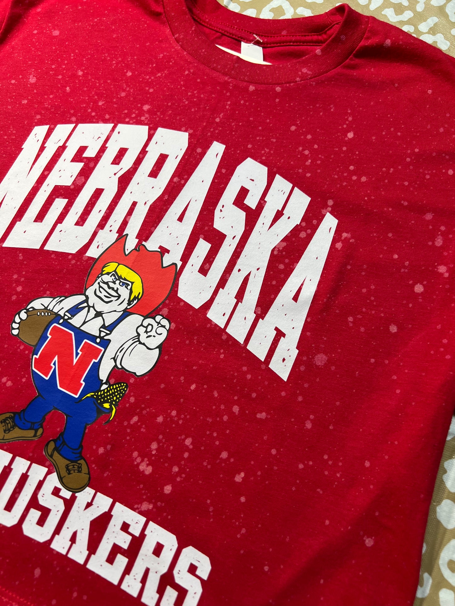 Bleached Next Level Game Day Cropped Tee (Red)