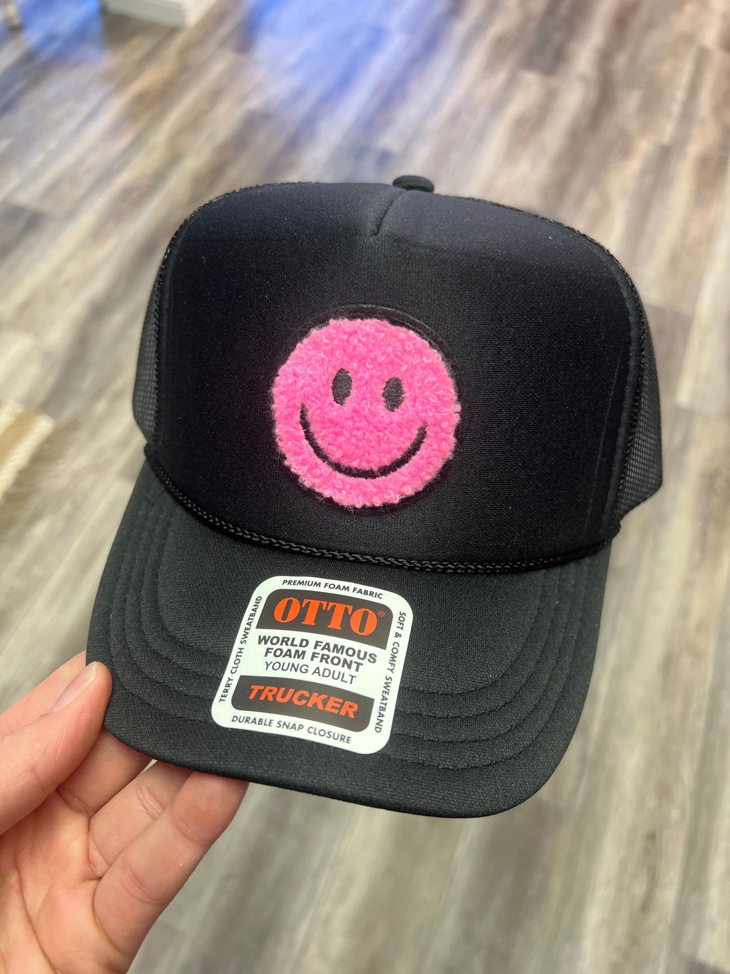 Youth Pink Smiley Trucker Hat