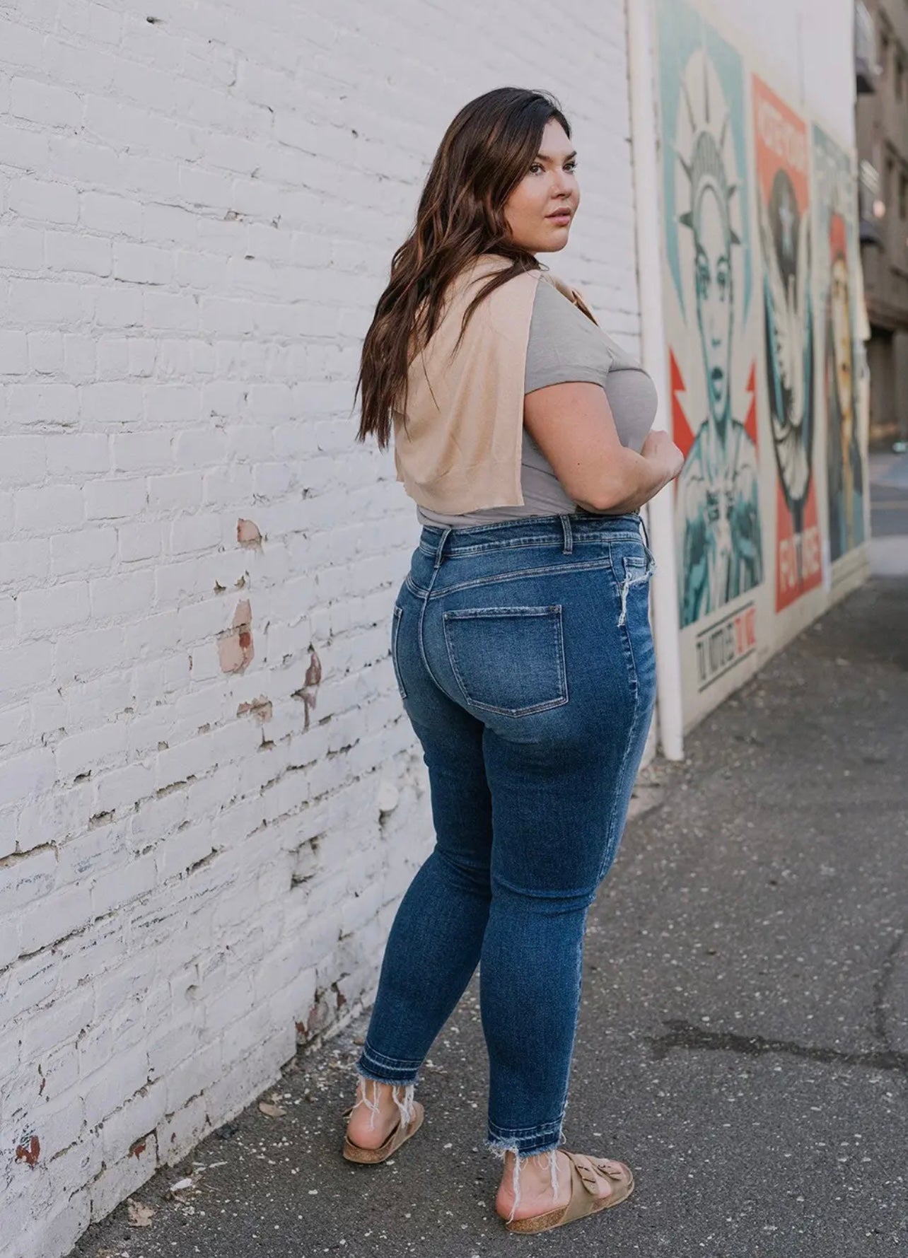 Vervet Plus High Rise Distressed Hem Crop Skinny Jeans