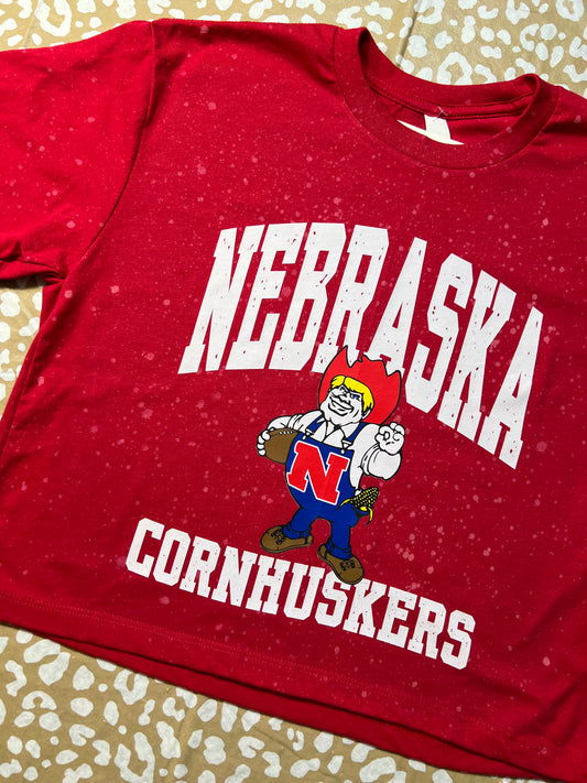 Bleached Next Level Game Day Cropped Tee (Red)