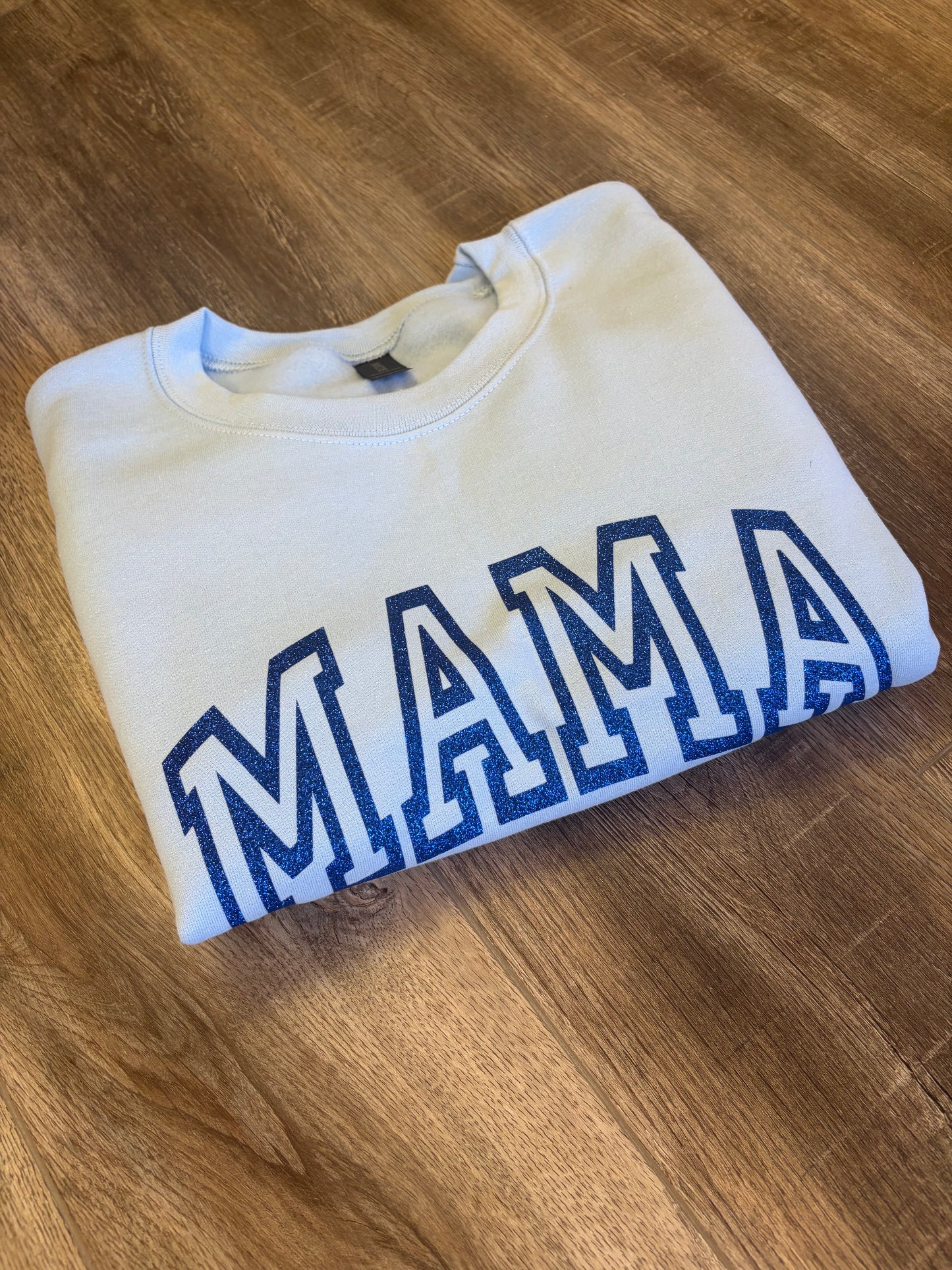 MAMA Glitter Gildan Crewneck (Blue)