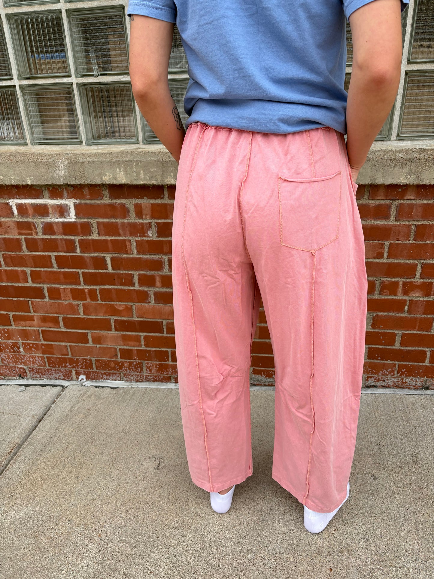 Mineral Wash Seam Detail Barrel Pants