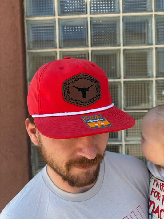 Bull Leather Patch Red Vintage Richardson Hat