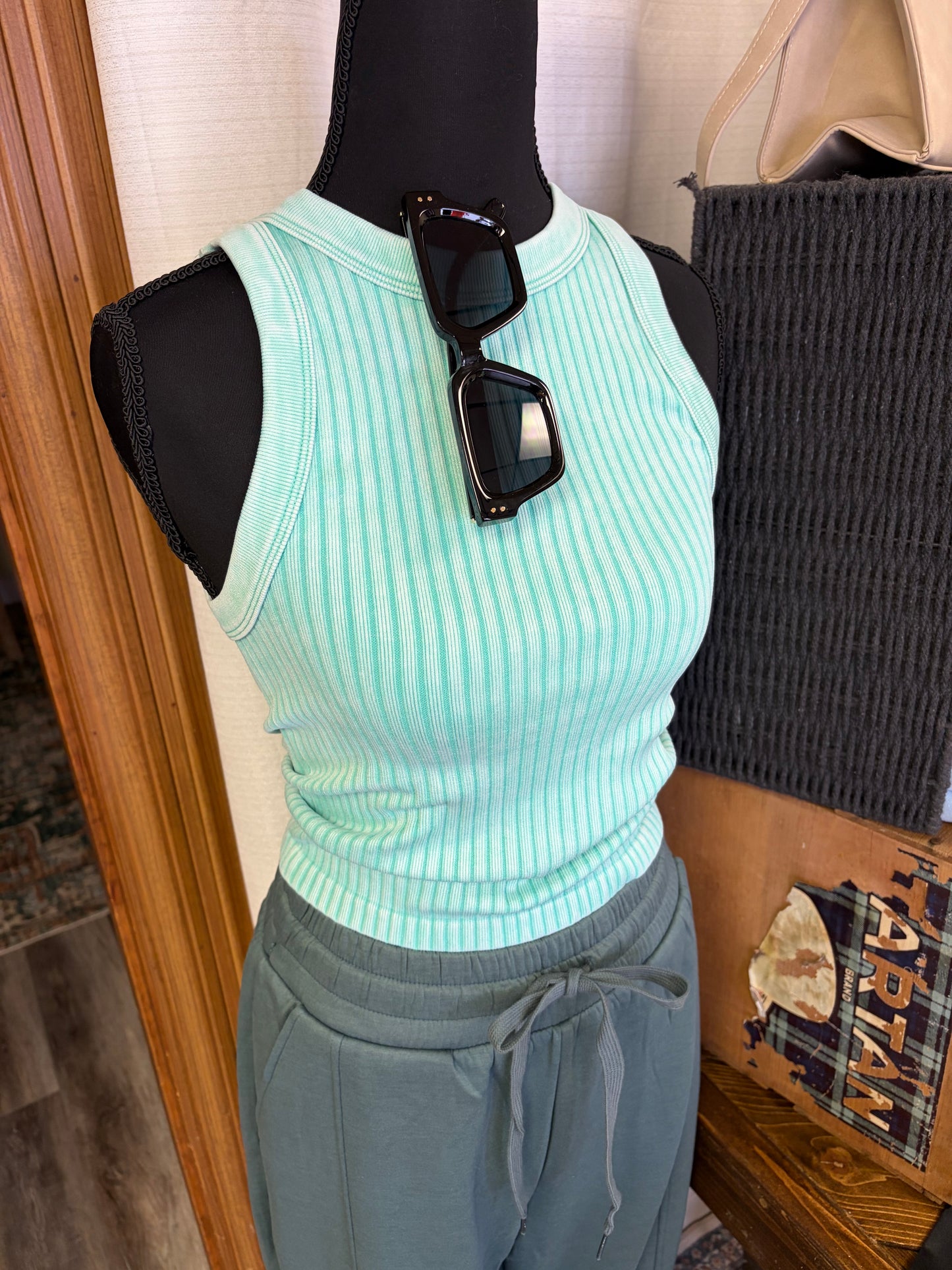 Ribbed Washed Seamless Tank
