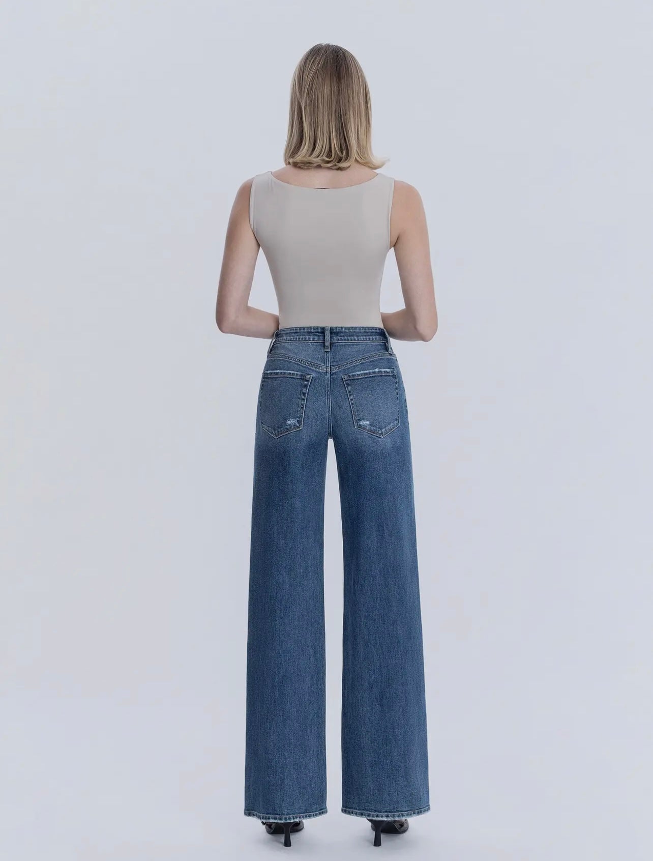 Vervet High Rise Distressed Wide Leg Jean
