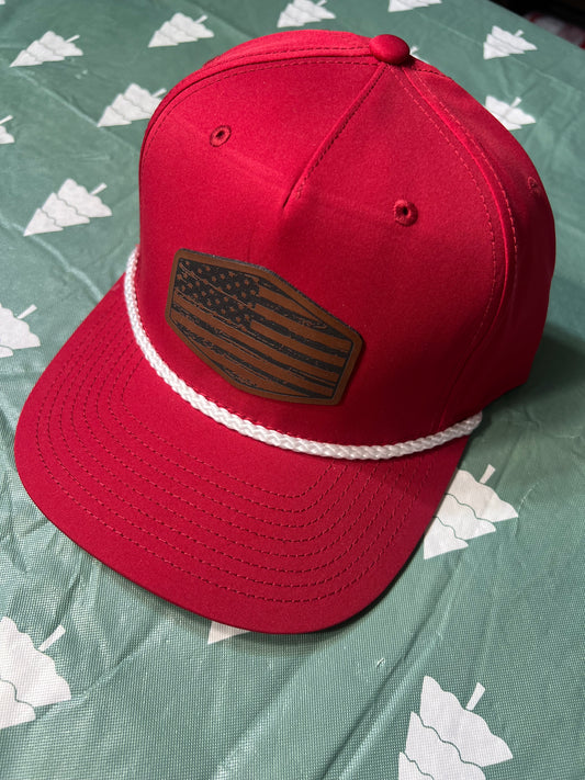 American Flag Leather Patch Vintage Richardson Hat