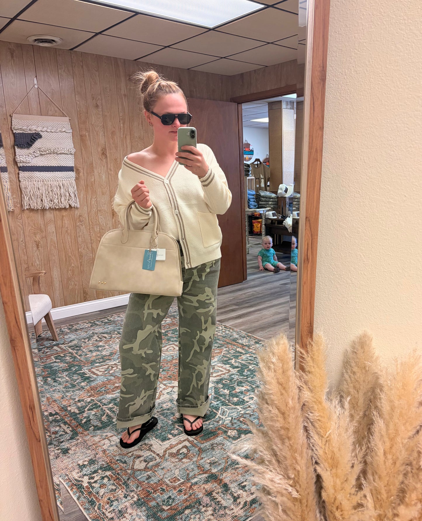 KanCan High Rise Camo Wide Leg Jeans