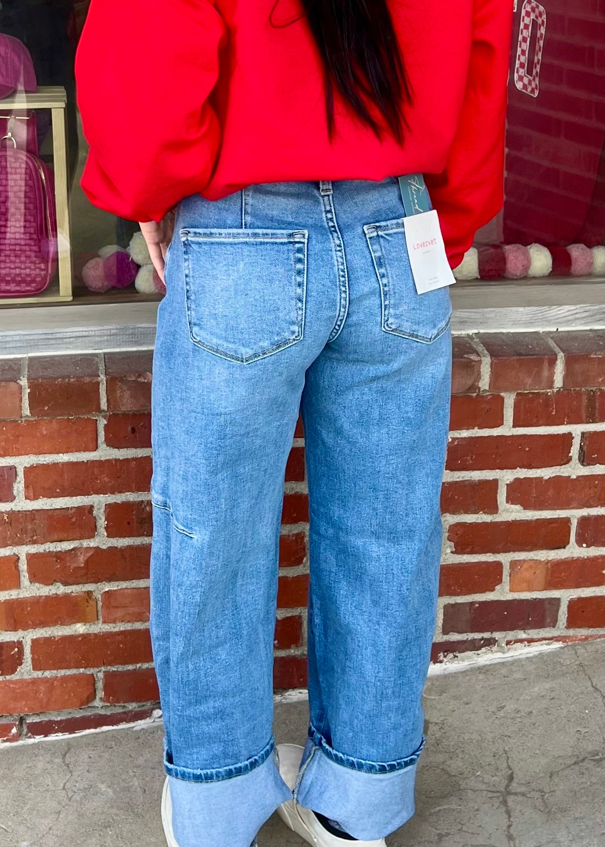 Lovervet By Vervet Super High Rise Full Length Wide Barrel Jeans