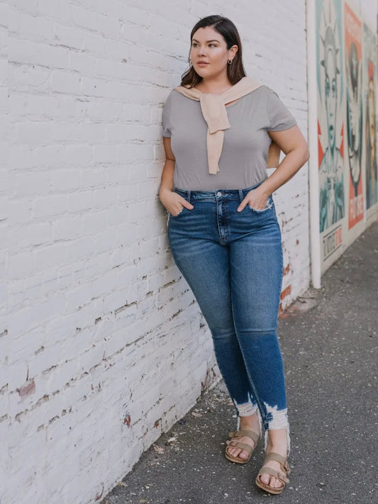 Vervet Plus High Rise Distressed Hem Crop Skinny Jeans