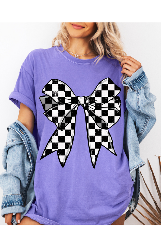 Black/White Checkered Bow