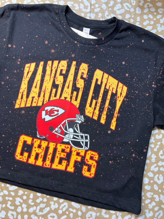 Bleached Next Level Game Day Cropped Tee (Black)
