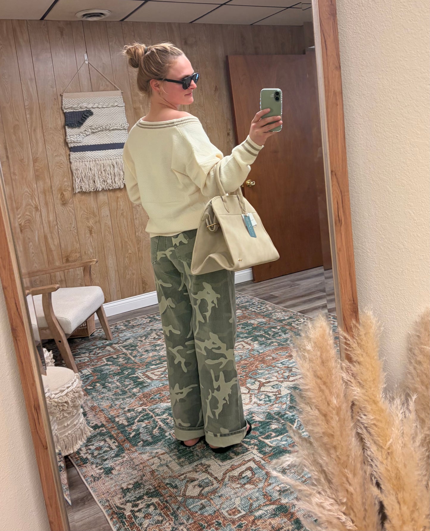 KanCan High Rise Camo Wide Leg Jeans