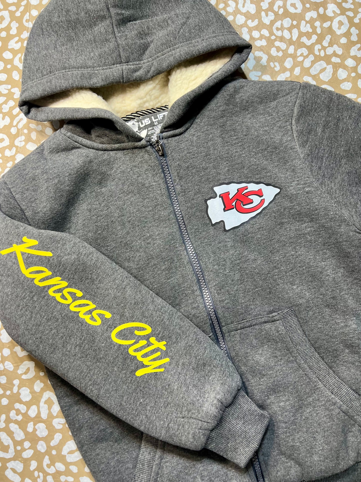 Youth Wool Lined Hooded Zip Up Sweatshirt (Grey)