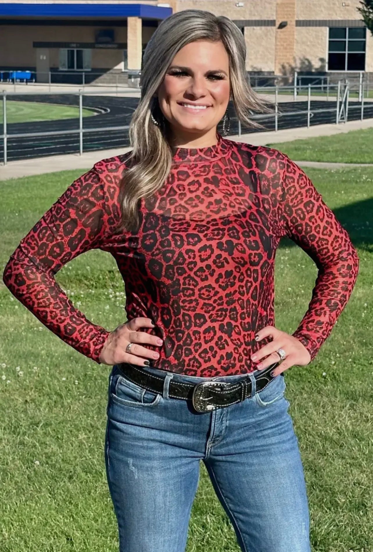 In The Wild Red Mesh Top