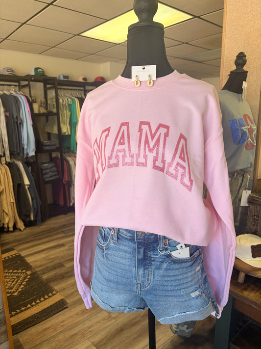MAMA Glitter Gildan Crewneck (Pink)