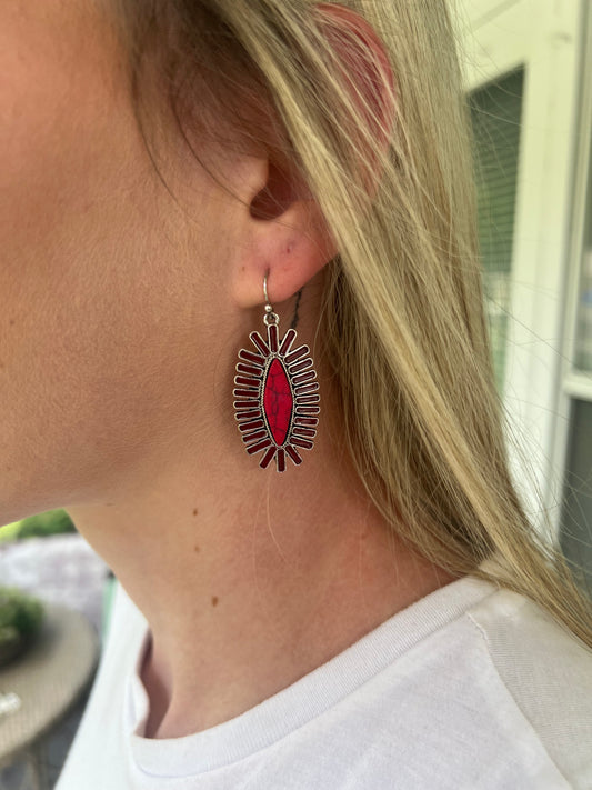 Western Pink Pendant Earrings