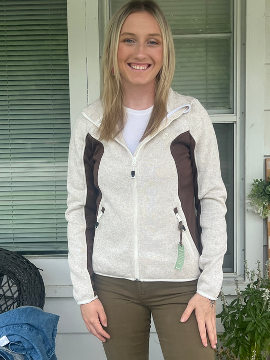 Roper Full Zip Cream and Brown Jacket