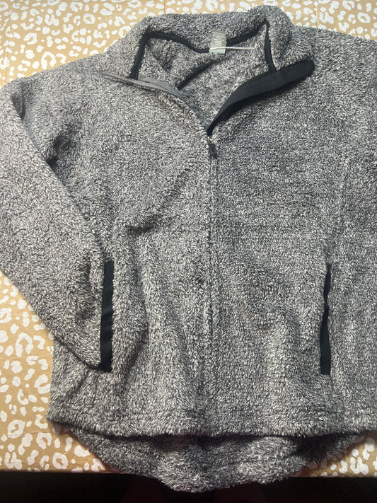 J America Full Zip Grey Fuzzy Jacket