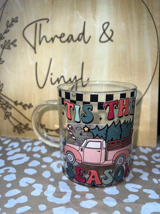 “Tis The Season” 15 oz. Glass Coffee Mug