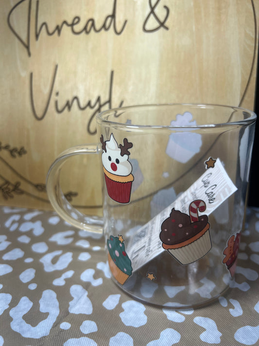 Christmas Cupcake 15 oz. Glass Coffee Mug