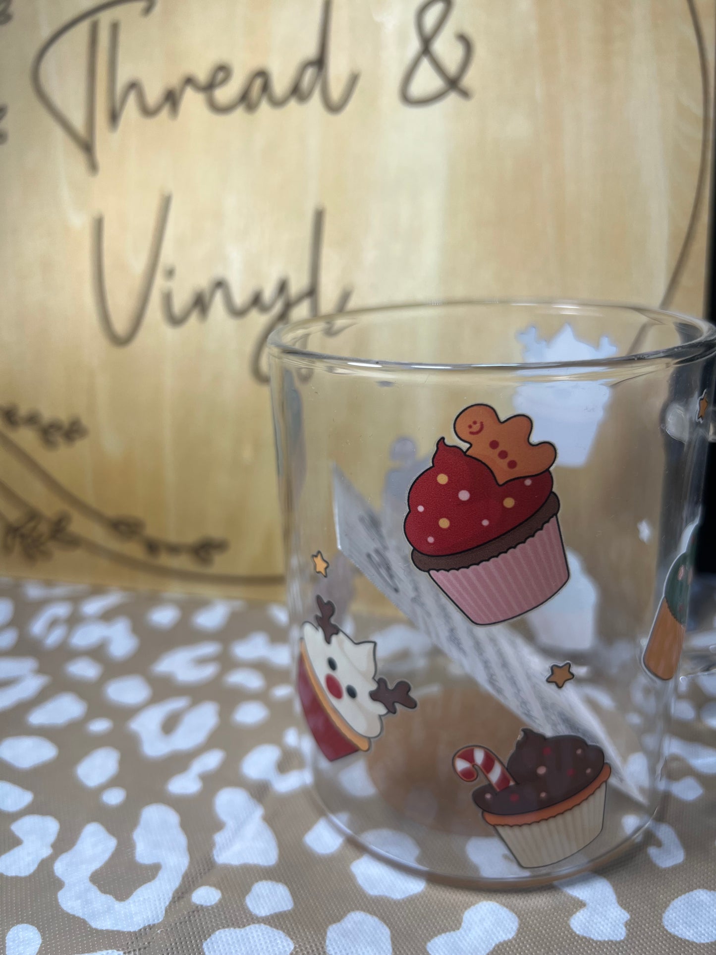 Christmas Cupcake 15 oz. Glass Coffee Mug