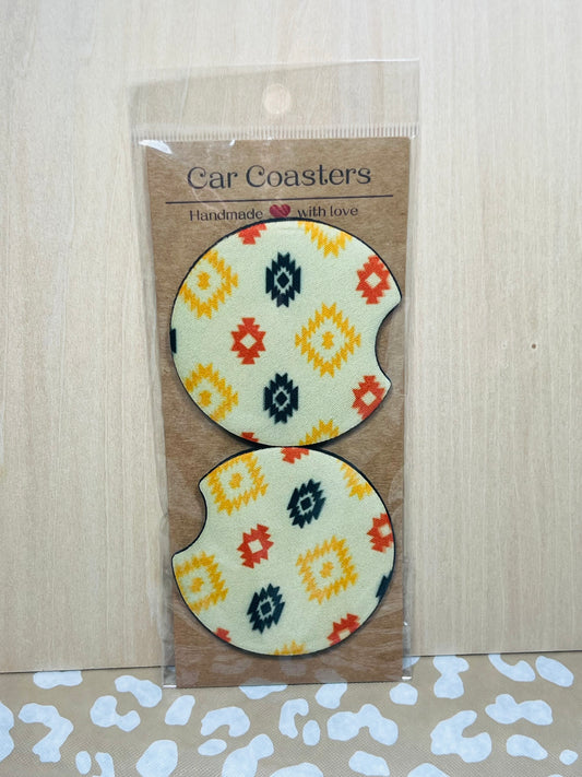 Warm Aztec Car Coasters