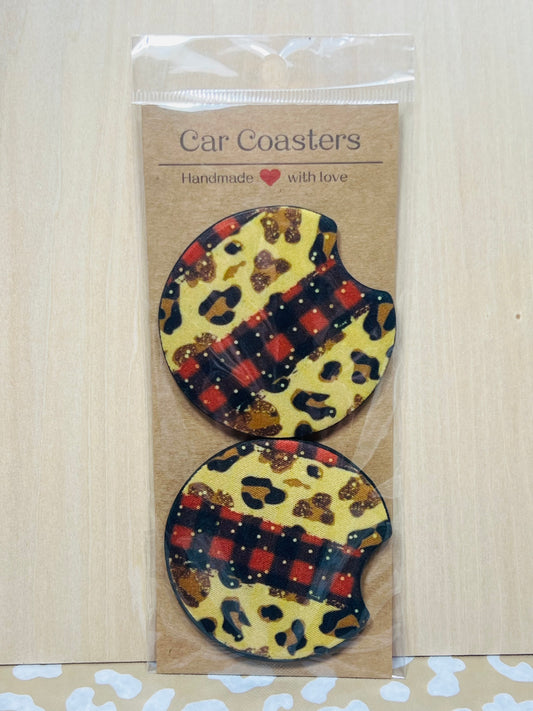 Christmas Plaid Car Coasters