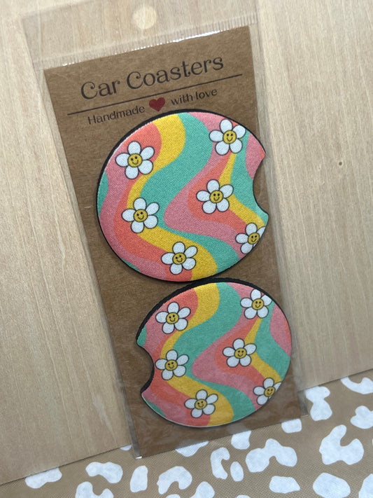 Groovy Pastel Car Coasters